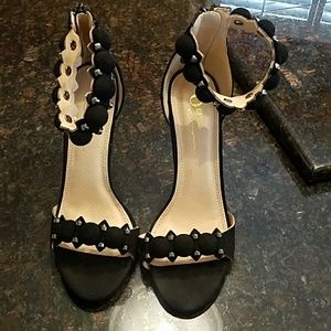 Sexy black strappy heels